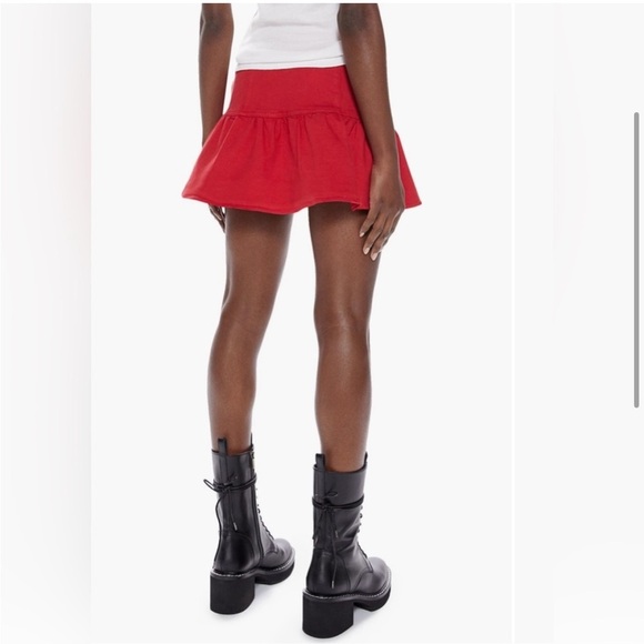 MOTHER The Minx Mini Denim Skirt In Red Ribbon Size 29 - Picture 2 of 14